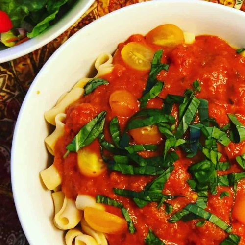 Chickpea Pasta with Hummus Marinara Sauce