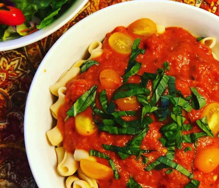 Chickpea Pasta with Hummus Marinara Sauce