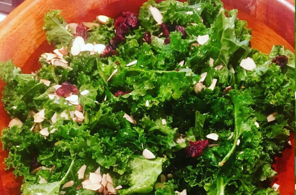 Kale Salad with Cranberries and Almonds