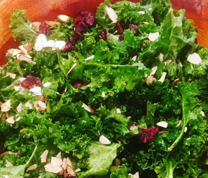 Kale Salad with Cranberries and Almonds