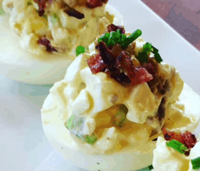 Bacon And Egg Salad Deviled Eggs
