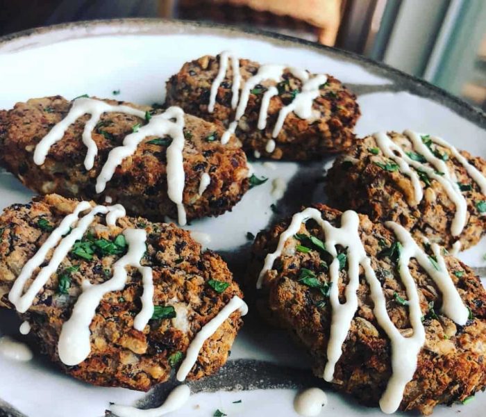 Black Bean and Brown Rice Falafel with Tahini Sauce