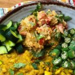 Plant-Based Indian Platter (Red Lentils with Roasted Bell Peppers)