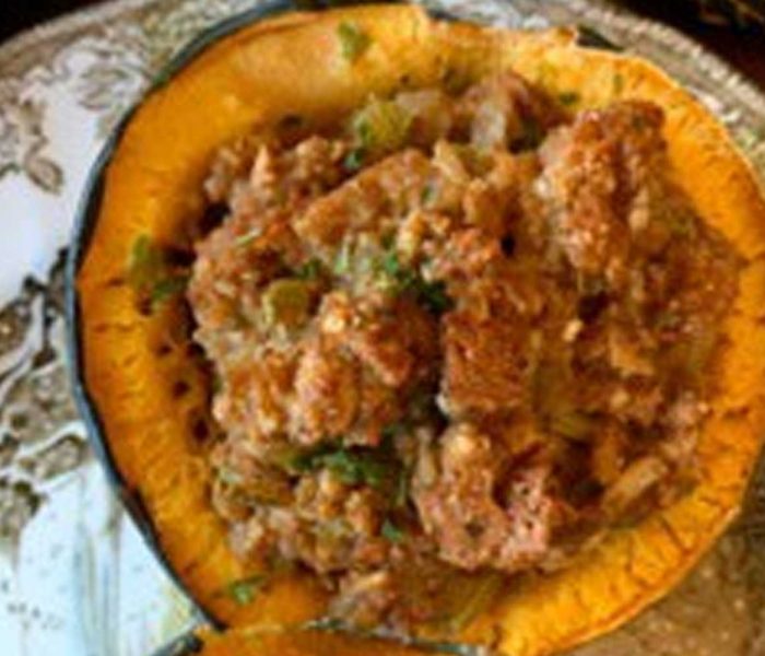 Stuffed Acorn Squash with Old Fashioned Dressing